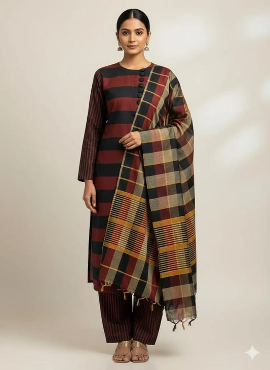 3 Pcs Women's Unstitched Printed Suit