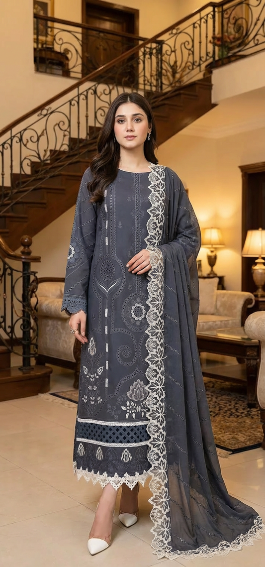 3 Pcs Women's Unstitched Printed Suit