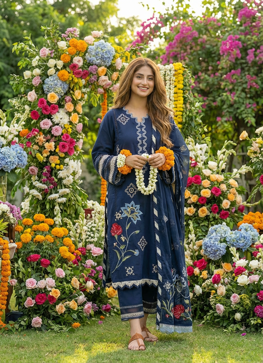 3 Pcs Women's Unstitched Printed Suit