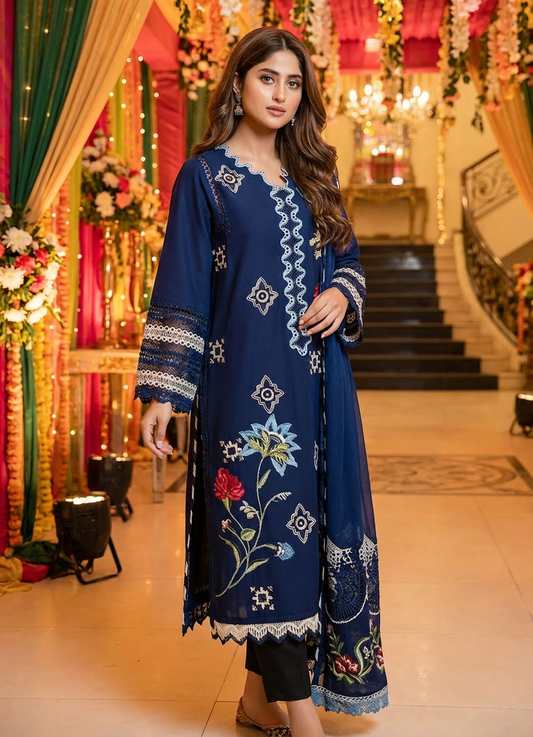 3 Pcs Women's Unstitched Printed Suit